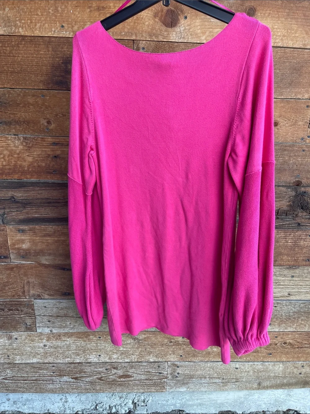 Free People Pink Sweater Dress Women’s Large Balloon Sleeve Open Back Knit